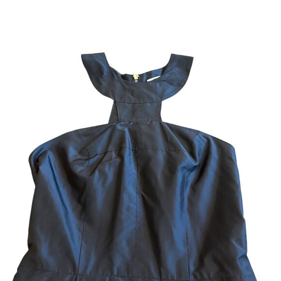 Nomia 100% Silk Black Dress High Neck Halter Mini Length Cocktail Size 4 Women's - Picture 2 of 9